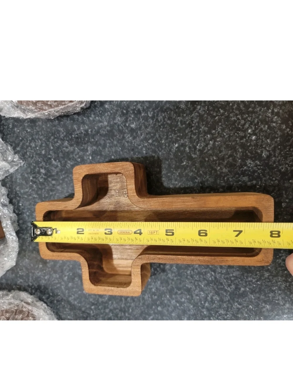 Wood Cross Shaped Tray/Craft Cutout Piece, Candle Making, Approx 8 in Lot 6 Pc